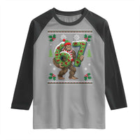 67 Meme Christmas Bigfoot Raglan Shirt Funny Six Seven Wreath Sasquatch Holiday Gag Gift - Wonder Print Shop