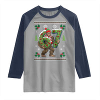 67 Meme Christmas Bigfoot Raglan Shirt Funny Six Seven Wreath Sasquatch Holiday Gag Gift - Wonder Print Shop