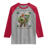 67 Meme Christmas Bigfoot Raglan Shirt Funny Six Seven Wreath Sasquatch Holiday Gag Gift - Wonder Print Shop