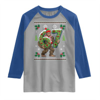 67 Meme Christmas Bigfoot Raglan Shirt Funny Six Seven Wreath Sasquatch Holiday Gag Gift - Wonder Print Shop
