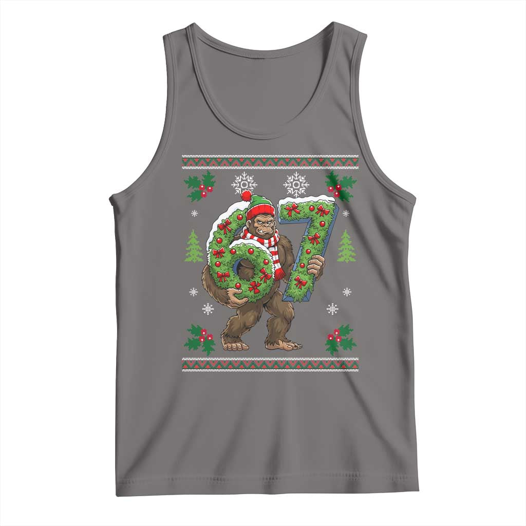 67 Meme Christmas Bigfoot Tank Top Funny Six Seven Wreath Sasquatch Holiday Gag Gift - Wonder Print Shop