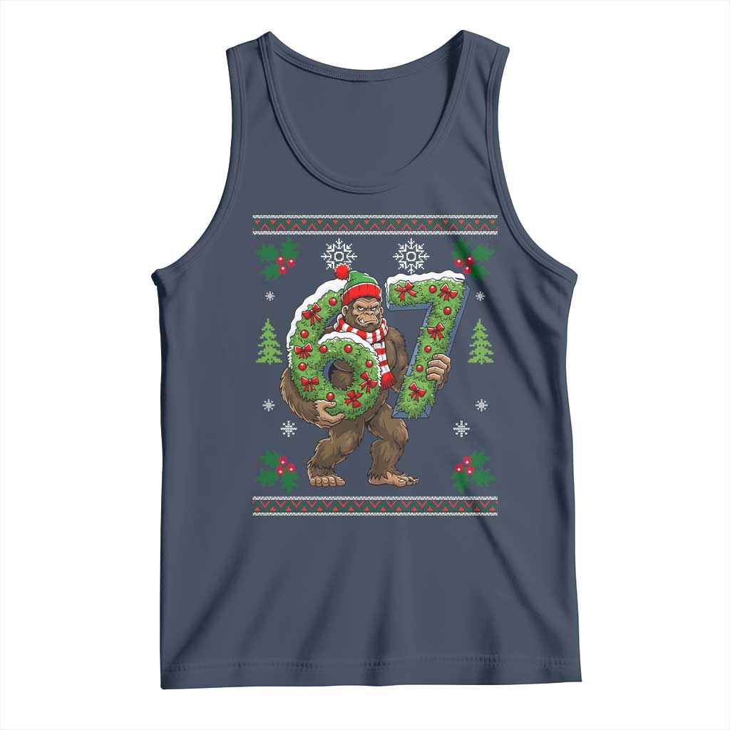 67 Meme Christmas Bigfoot Tank Top Funny Six Seven Wreath Sasquatch Holiday Gag Gift - Wonder Print Shop
