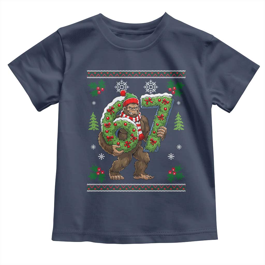 67 Meme Christmas Bigfoot Toddler T Shirt Funny Six Seven Wreath Sasquatch Holiday Gag Gift - Wonder Print Shop