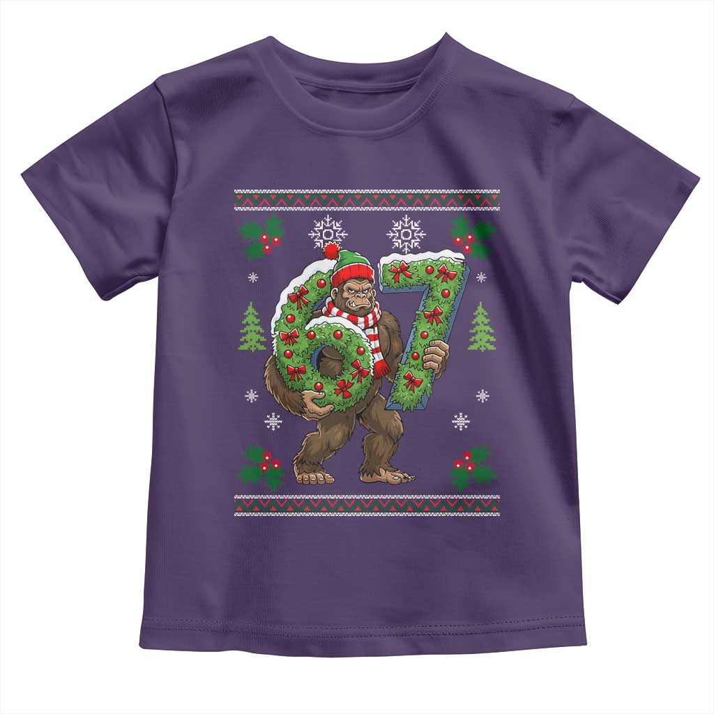 67 Meme Christmas Bigfoot Toddler T Shirt Funny Six Seven Wreath Sasquatch Holiday Gag Gift - Wonder Print Shop