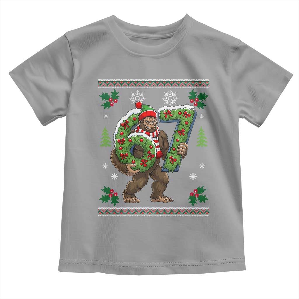 67 Meme Christmas Bigfoot Toddler T Shirt Funny Six Seven Wreath Sasquatch Holiday Gag Gift - Wonder Print Shop