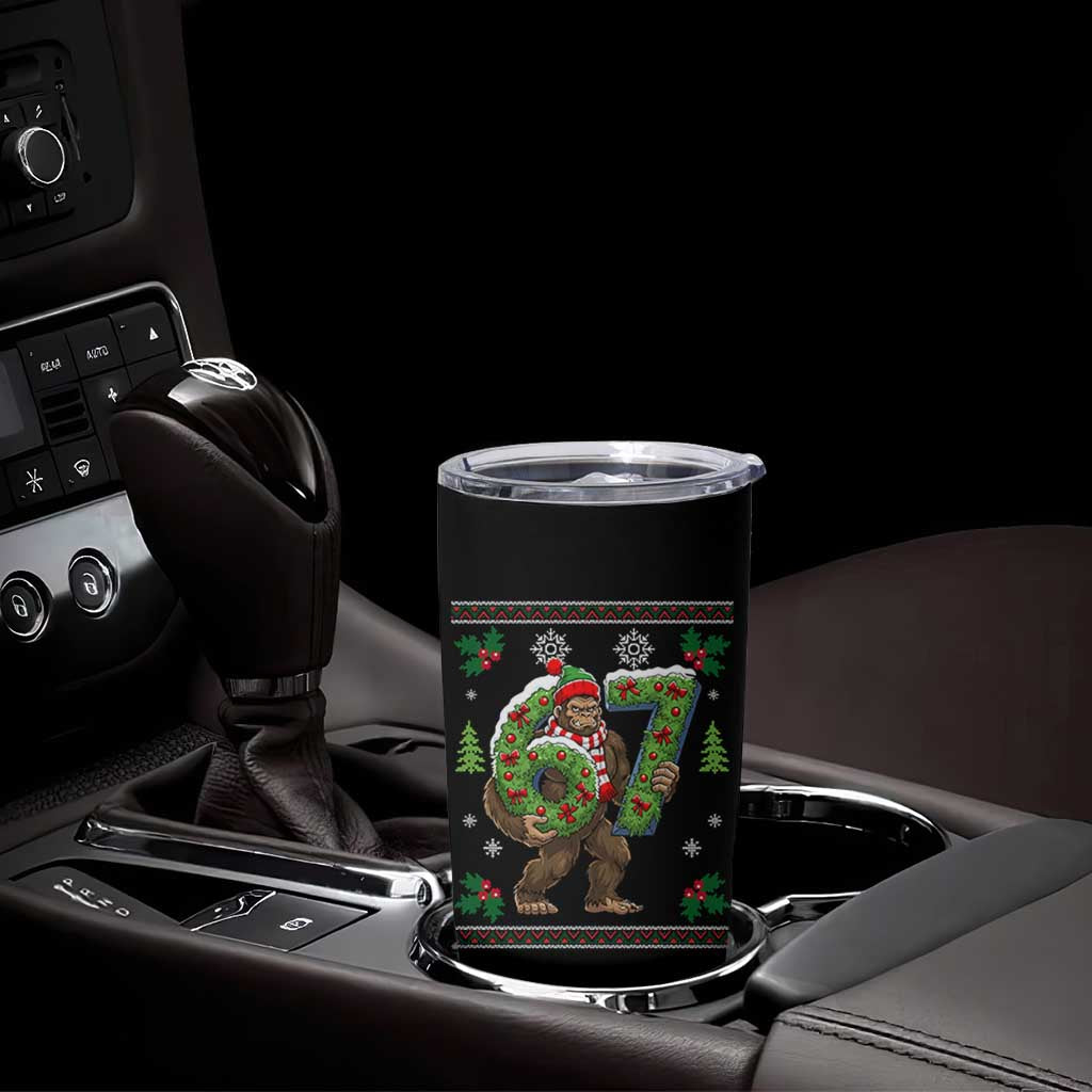 67 Meme Christmas Bigfoot Tumbler Cup Funny Six Seven Wreath Sasquatch Holiday Gag Gift - Wonder Print Shop