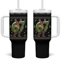 67 Meme Christmas Bigfoot Tumbler With Handle Funny Six Seven Wreath Sasquatch Holiday Gag Gift - Wonder Print Shop