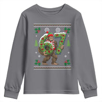 67 Meme Christmas Bigfoot Youth Sweatshirt Funny Six Seven Wreath Sasquatch Holiday Gag Gift - Wonder Print Shop