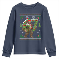 67 Meme Christmas Bigfoot Youth Sweatshirt Funny Six Seven Wreath Sasquatch Holiday Gag Gift - Wonder Print Shop