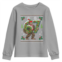 67 Meme Christmas Bigfoot Youth Sweatshirt Funny Six Seven Wreath Sasquatch Holiday Gag Gift - Wonder Print Shop