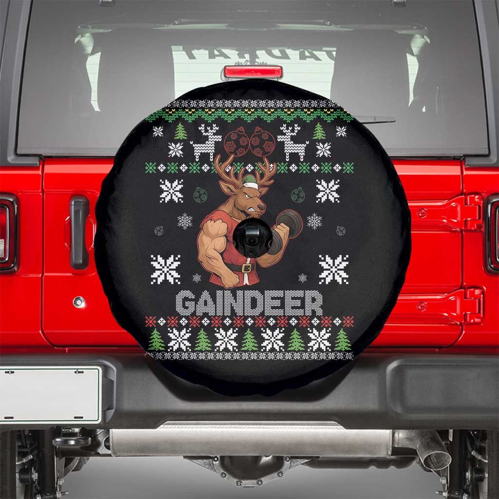 Funny Christmas Workout Gaindeer Spare Tire Cover Muscular Reindeer Holiday Gym Humor Wordplay - Wonder Print Shop