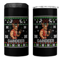 Funny Christmas Workout Gaindeer 4 in 1 Can Cooler Tumbler Muscular Reindeer Holiday Gym Humor Wordplay - Wonder Print Shop
