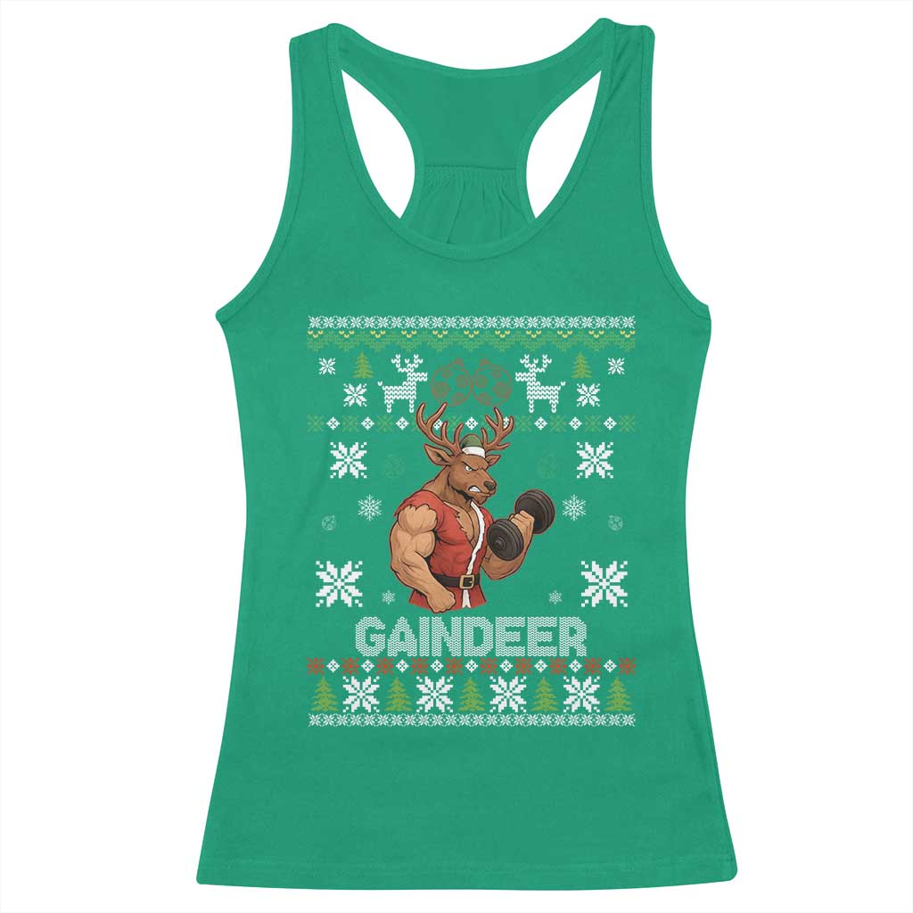 Christmas Bruh 67 Green Hands Racerback Tank Top Monster Six Seven Meme Holiday Gag Gift - Wonder Print Shop