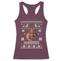 Christmas Bruh 67 Green Hands Racerback Tank Top Monster Six Seven Meme Holiday Gag Gift - Wonder Print Shop