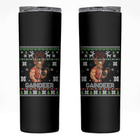 Funny Christmas Workout Gaindeer Skinny Tumbler Muscular Reindeer Holiday Gym Humor Wordplay - Wonder Print Shop