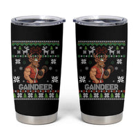 Funny Christmas Workout Gaindeer Tumbler Cup Muscular Reindeer Holiday Gym Humor Wordplay - Wonder Print Shop
