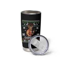 Funny Christmas Workout Gaindeer Tumbler Cup Muscular Reindeer Holiday Gym Humor Wordplay - Wonder Print Shop