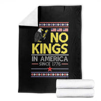 Funny Patriotic Christmas No Kings in America Throw Blanket Since 1776 Bald Eagle Ugly Sweater - Wonder Print Shop