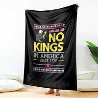 Funny Patriotic Christmas No Kings in America Throw Blanket Since 1776 Bald Eagle Ugly Sweater - Wonder Print Shop