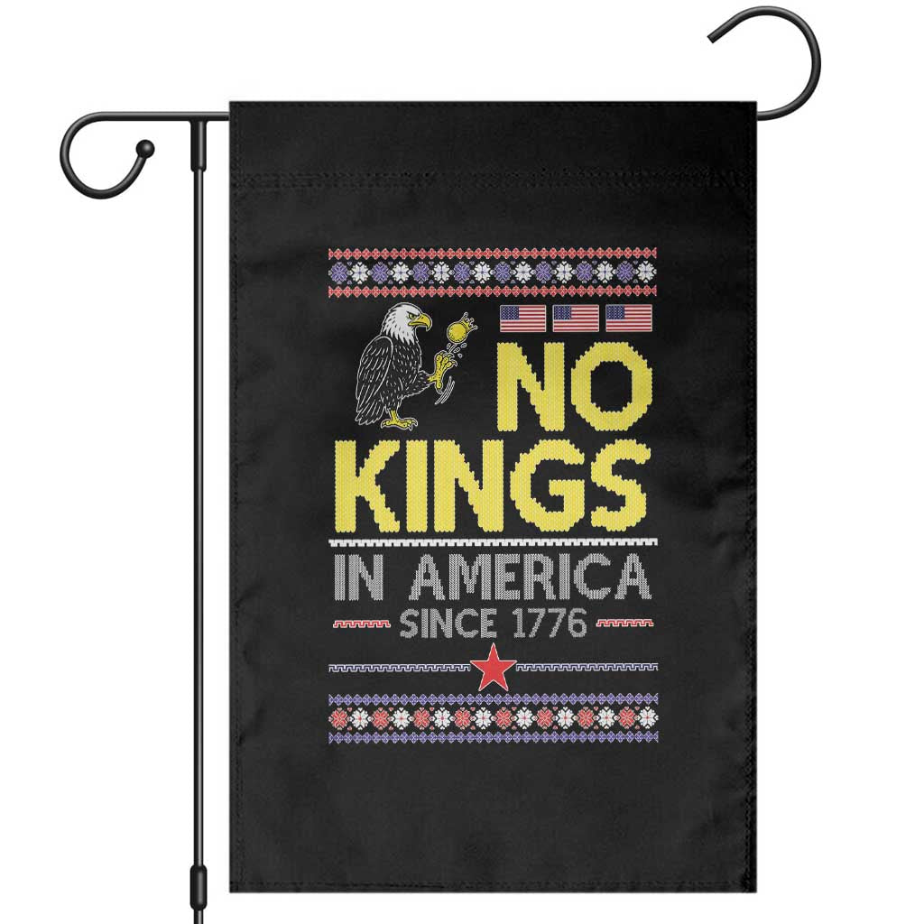 Funny Patriotic Christmas No Kings in America Garden Flag Since 1776 Bald Eagle Ugly Sweater - Wonder Print Shop