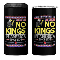 Funny Patriotic Christmas No Kings in America 4 in 1 Can Cooler Tumbler Since 1776 Bald Eagle Ugly Sweater - Wonder Print Shop
