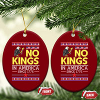 Funny Patriotic Christmas No Kings in America Ceramic Ornament Since 1776 Bald Eagle Ugly Sweater - Wonder Print Shop