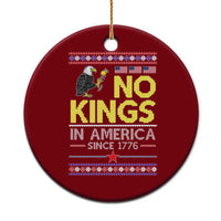 Funny Patriotic Christmas No Kings in America Ceramic Ornament Since 1776 Bald Eagle Ugly Sweater - Wonder Print Shop