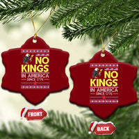 Funny Patriotic Christmas No Kings in America Ceramic Ornament Since 1776 Bald Eagle Ugly Sweater - Wonder Print Shop