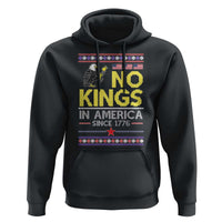 Funny Patriotic Christmas No Kings in America Hoodie Since 1776 Bald Eagle Ugly Sweater - Wonder Print Shop