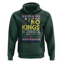 Funny Patriotic Christmas No Kings in America Hoodie Since 1776 Bald Eagle Ugly Sweater - Wonder Print Shop