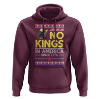 Funny Patriotic Christmas No Kings in America Hoodie Since 1776 Bald Eagle Ugly Sweater - Wonder Print Shop