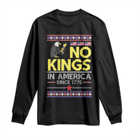 Funny Patriotic Christmas No Kings in America Long Sleeve Shirt Since 1776 Bald Eagle Ugly Sweater - Wonder Print Shop