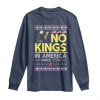 Funny Patriotic Christmas No Kings in America Long Sleeve Shirt Since 1776 Bald Eagle Ugly Sweater - Wonder Print Shop