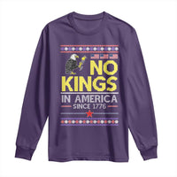 Funny Patriotic Christmas No Kings in America Long Sleeve Shirt Since 1776 Bald Eagle Ugly Sweater - Wonder Print Shop