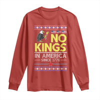 Funny Patriotic Christmas No Kings in America Long Sleeve Shirt Since 1776 Bald Eagle Ugly Sweater - Wonder Print Shop
