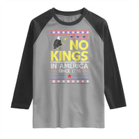 Funny Patriotic Christmas No Kings in America Raglan Shirt Since 1776 Bald Eagle Ugly Sweater - Wonder Print Shop