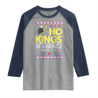 Funny Patriotic Christmas No Kings in America Raglan Shirt Since 1776 Bald Eagle Ugly Sweater - Wonder Print Shop