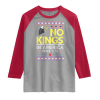 Funny Patriotic Christmas No Kings in America Raglan Shirt Since 1776 Bald Eagle Ugly Sweater - Wonder Print Shop