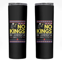 Funny Patriotic Christmas No Kings in America Skinny Tumbler Since 1776 Bald Eagle Ugly Sweater - Wonder Print Shop