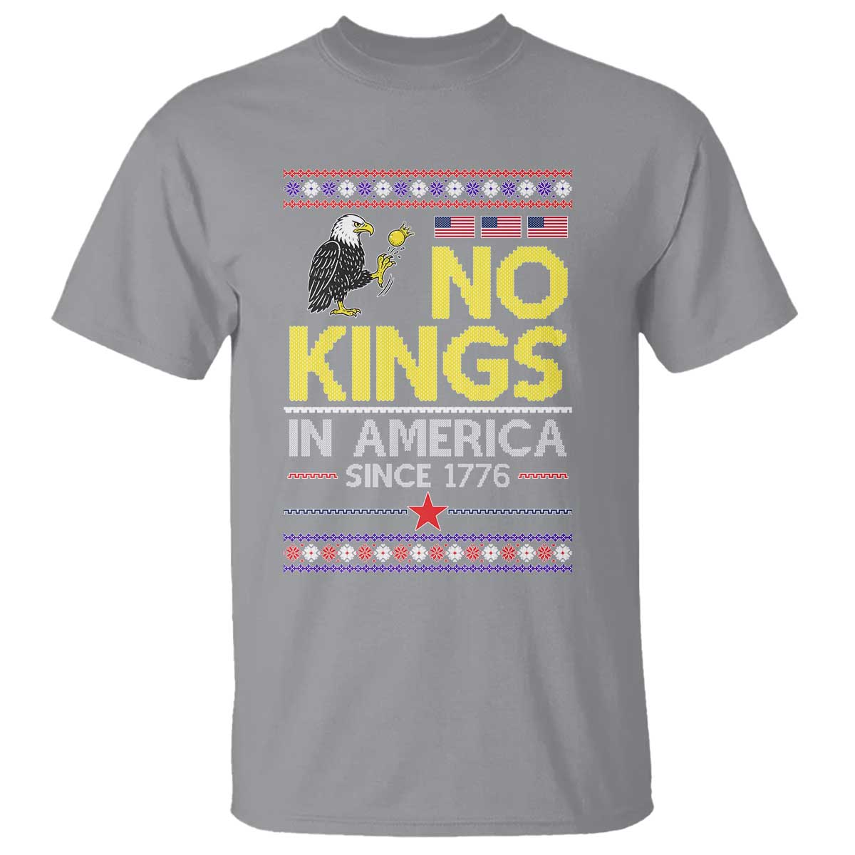 Funny Patriotic Christmas No Kings in America T Shirt Since 1776 Bald Eagle Ugly Sweater - Wonder Print Shop