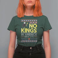 Funny Patriotic Christmas No Kings in America T Shirt For Women Since 1776 Bald Eagle Ugly Sweater - Wonder Print Shop