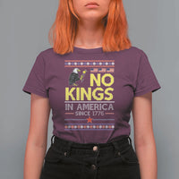 Funny Patriotic Christmas No Kings in America T Shirt For Women Since 1776 Bald Eagle Ugly Sweater - Wonder Print Shop