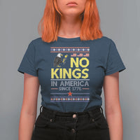 Funny Patriotic Christmas No Kings in America T Shirt For Women Since 1776 Bald Eagle Ugly Sweater - Wonder Print Shop