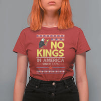 Funny Patriotic Christmas No Kings in America T Shirt For Women Since 1776 Bald Eagle Ugly Sweater - Wonder Print Shop