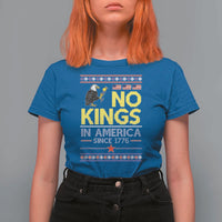 Funny Patriotic Christmas No Kings in America T Shirt For Women Since 1776 Bald Eagle Ugly Sweater - Wonder Print Shop