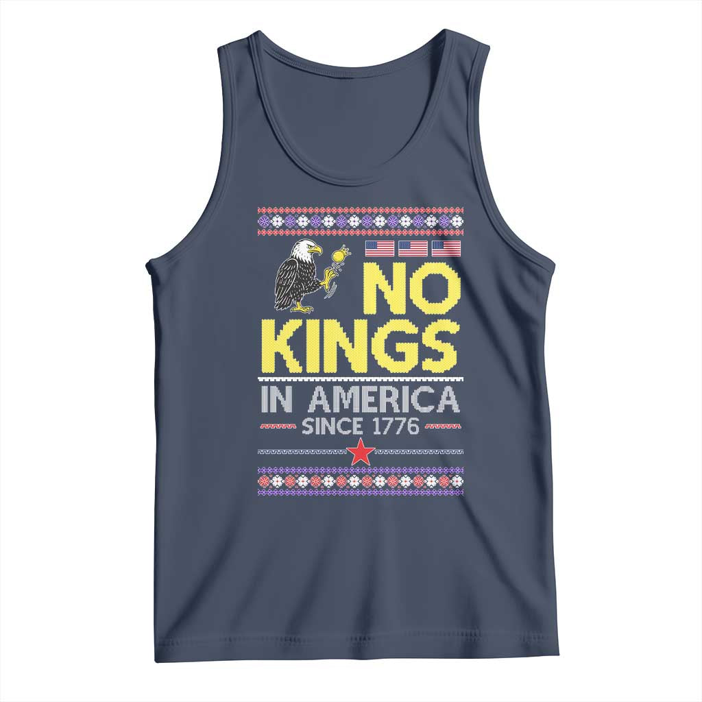 Funny Patriotic Christmas No Kings in America Tank Top Since 1776 Bald Eagle Ugly Sweater - Wonder Print Shop