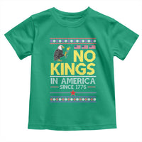 Funny Patriotic Christmas No Kings in America Toddler T Shirt Since 1776 Bald Eagle Ugly Sweater - Wonder Print Shop