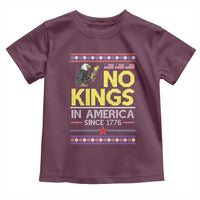 Funny Patriotic Christmas No Kings in America Toddler T Shirt Since 1776 Bald Eagle Ugly Sweater - Wonder Print Shop