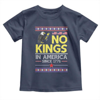 Funny Patriotic Christmas No Kings in America Toddler T Shirt Since 1776 Bald Eagle Ugly Sweater - Wonder Print Shop
