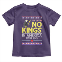 Funny Patriotic Christmas No Kings in America Toddler T Shirt Since 1776 Bald Eagle Ugly Sweater - Wonder Print Shop